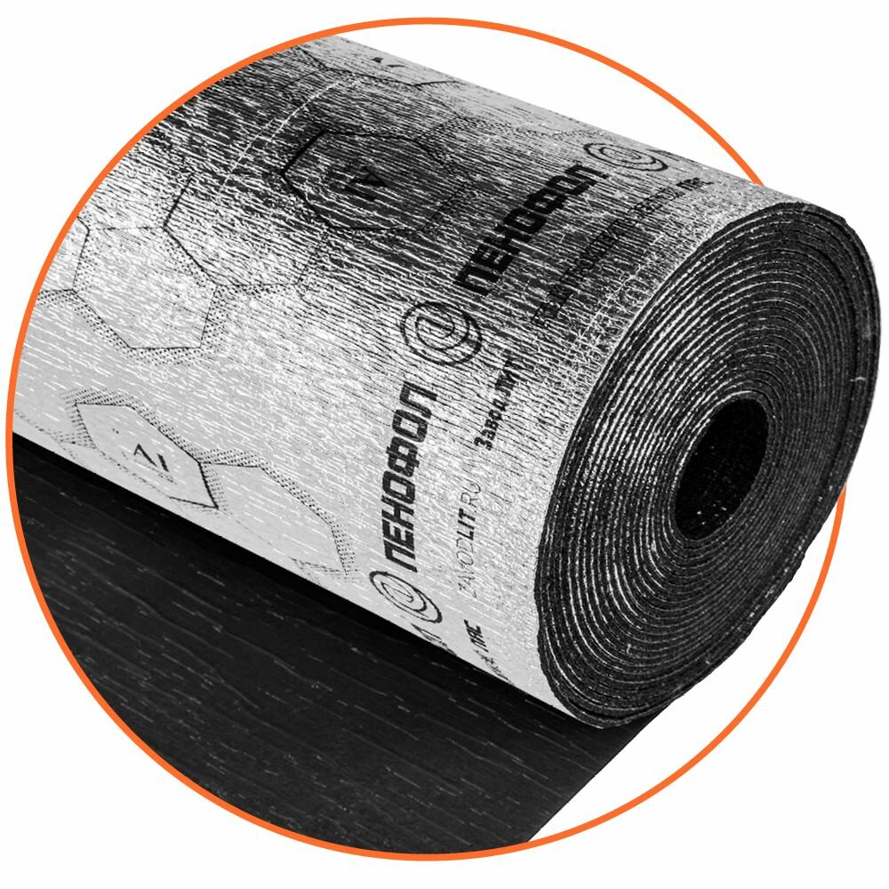 Самоклеящийся фольгированный утеплитель пенофол BLACK ТИП С5 длина 10 м ширина 60 см толщина 5 мм рулон для теплоизоляции стен потолка и пола бани машины