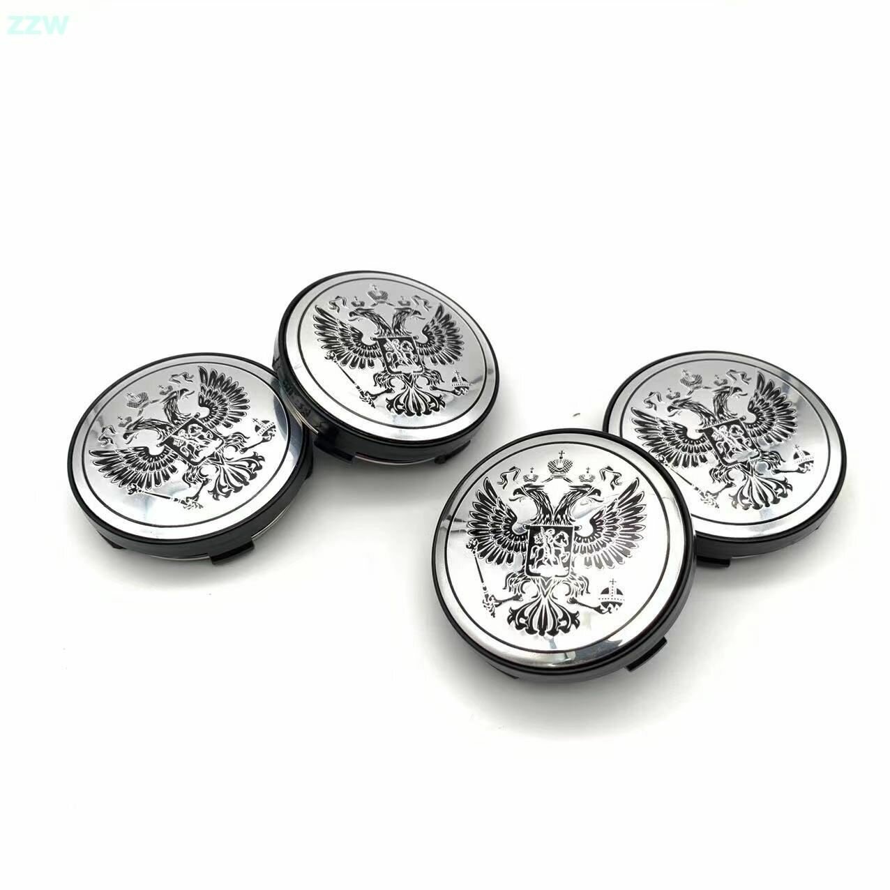 Колпачок на ступицу литого диска на автомобили двуглавый орёл Герб России размер 60/56/10 мм комплект 4 штуки.