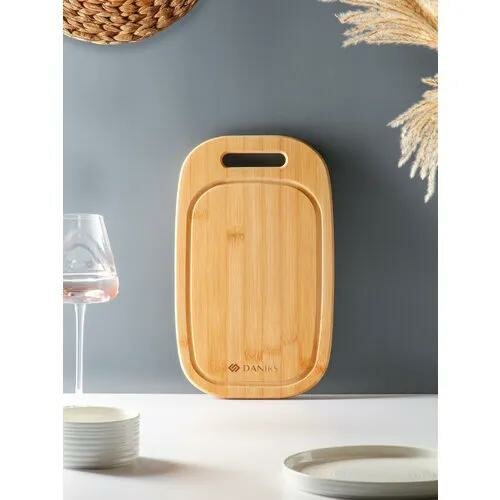 Доска разделочная Daniks из бамбука 33х20х15 см с ручкой прямоугольная