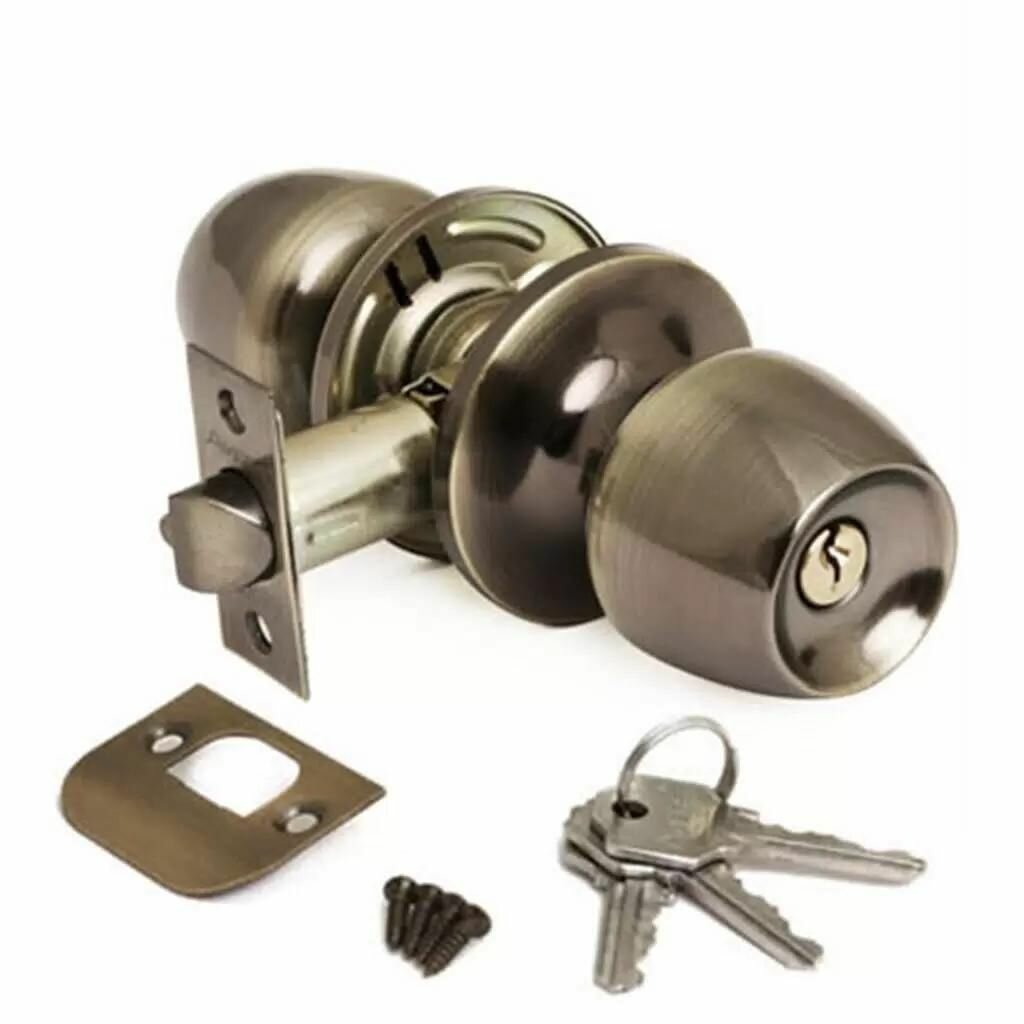 Защелка дверная AVERS круглая ключ фиксатор бронза сталь