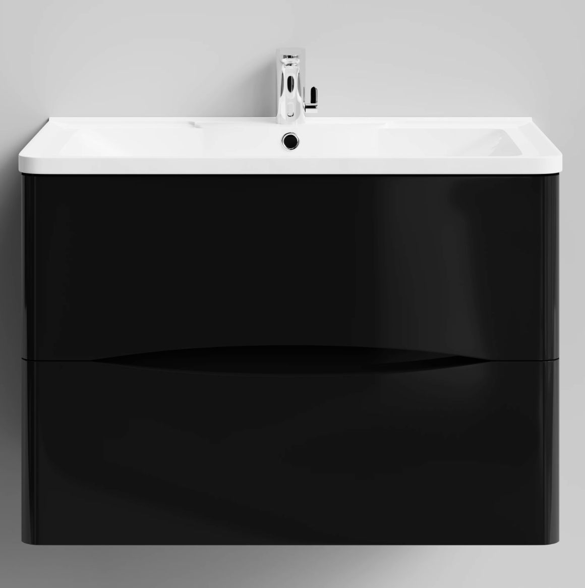 Тумба с раковиной Адель 80 подвесной черный глянец