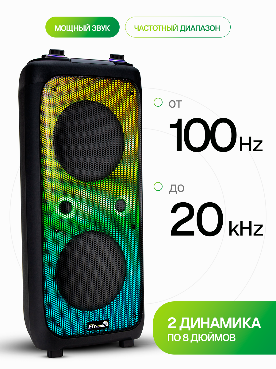 Беспроводная колонка Eltronic 20-62 "FIRE BOX 1000", с двумя микрофонами, FM радио — фото 1