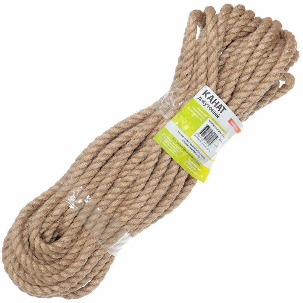 Канат КНР диаметр 10 мм, джутовый, Кдж10_20, 20 м