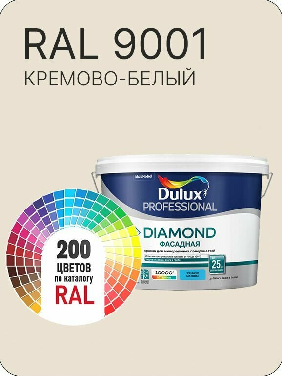 Краска для минеральных и деревянных фасадов Dulux Diamond цвет кремово-белый Ral 9001 2.5 л.