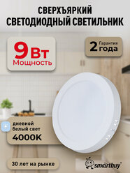 Накладной светильник SDL круглый пластик 9Вт/4000K/IP40