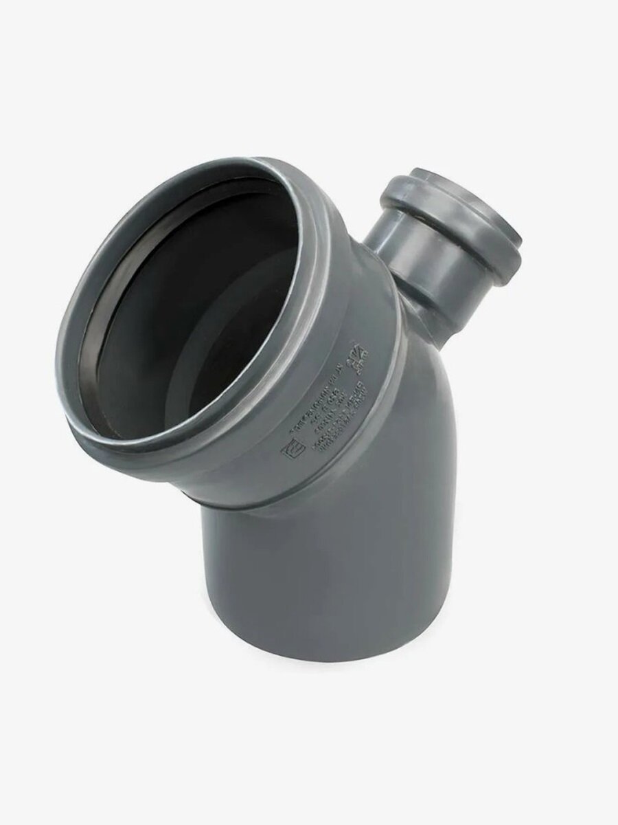 Отвод канализационный МультиМирПласт 110x45   с выходом 50 вверх