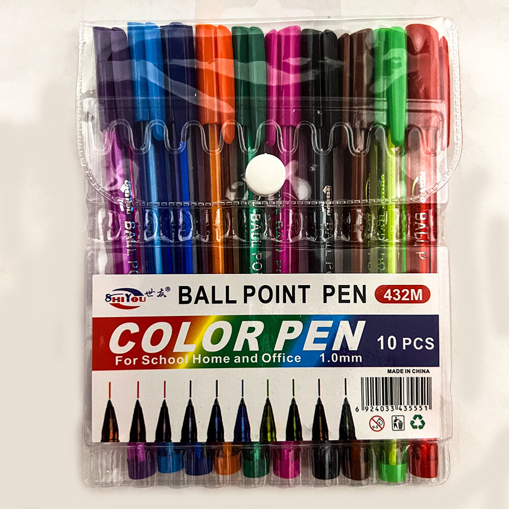 Шариковая ручка BALL POINT, 0.7мм, с колпачком, шестигранная форма корпуса, 10 цветов