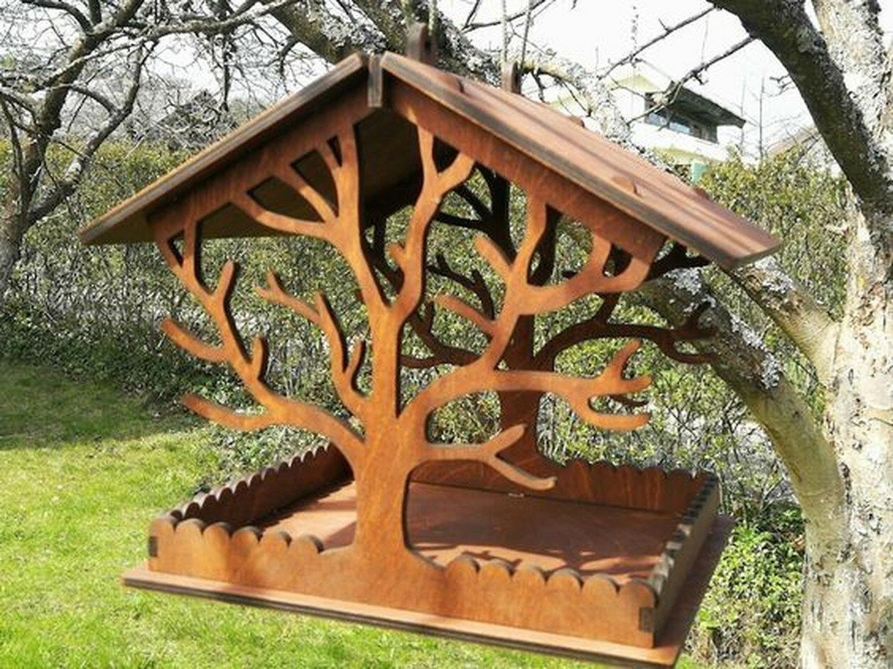 Кормушка для мелких птиц, декор в сад, фанера, цвет коричневый