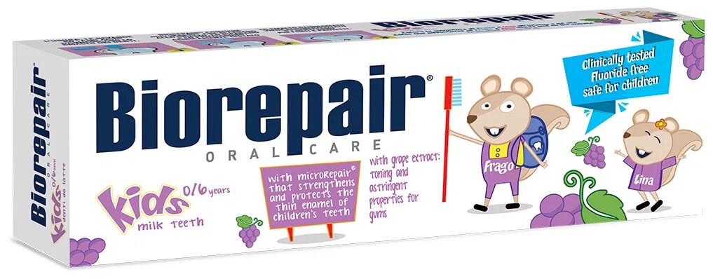 Зубная паста Biorepair kids Grape 0-6 со вкусом винограда, для детей