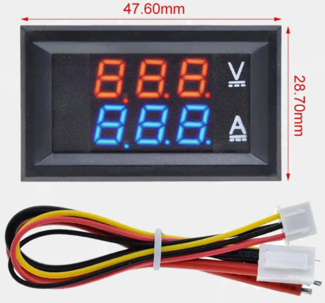 Цифровий вольтметр-амперметр диапазон измерением DC 0-100V 50А с шунтом. — фото 1