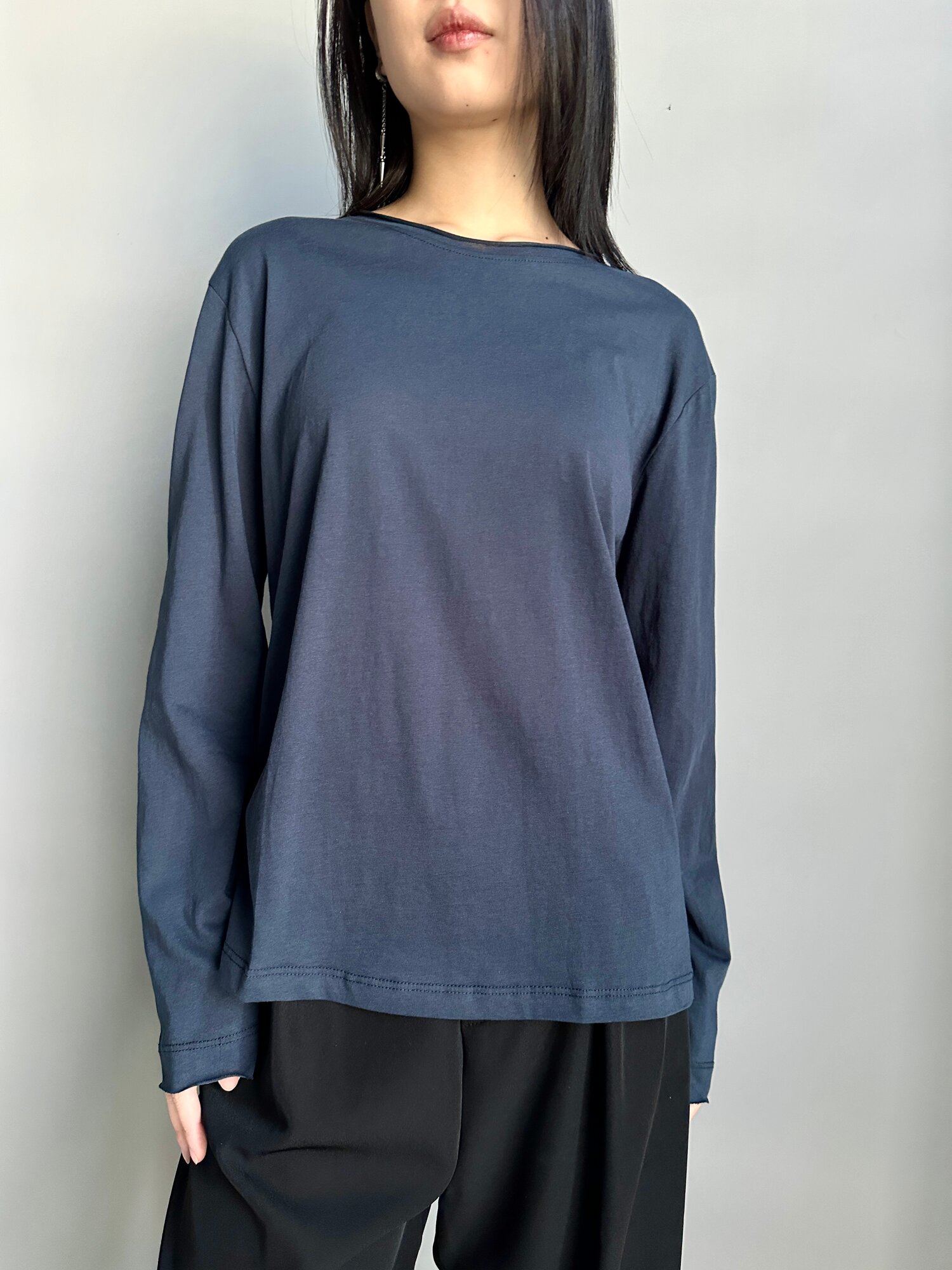 Лонгслив INK Черный, Белый, Синий, размер Std, , синий — фото 1