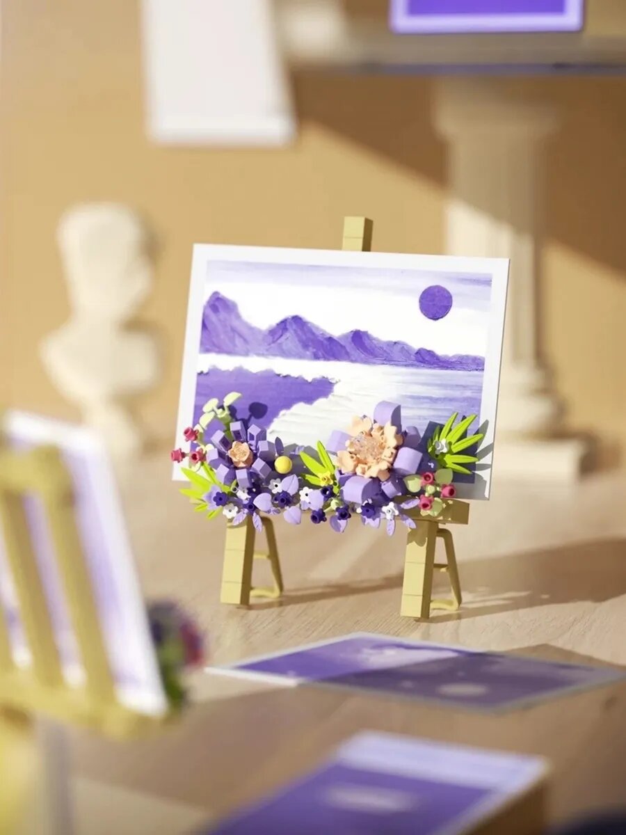 Конструктор мольберт с цветами, картина берег