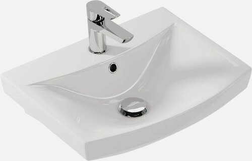 Изображение товара Раковина подвесная Cersanit Карина (Carina) S-UM-CAR50/1-w 50 фарфоровая, раковина для ванной, белая, прямоугольная, со встроенным сливом-переливом