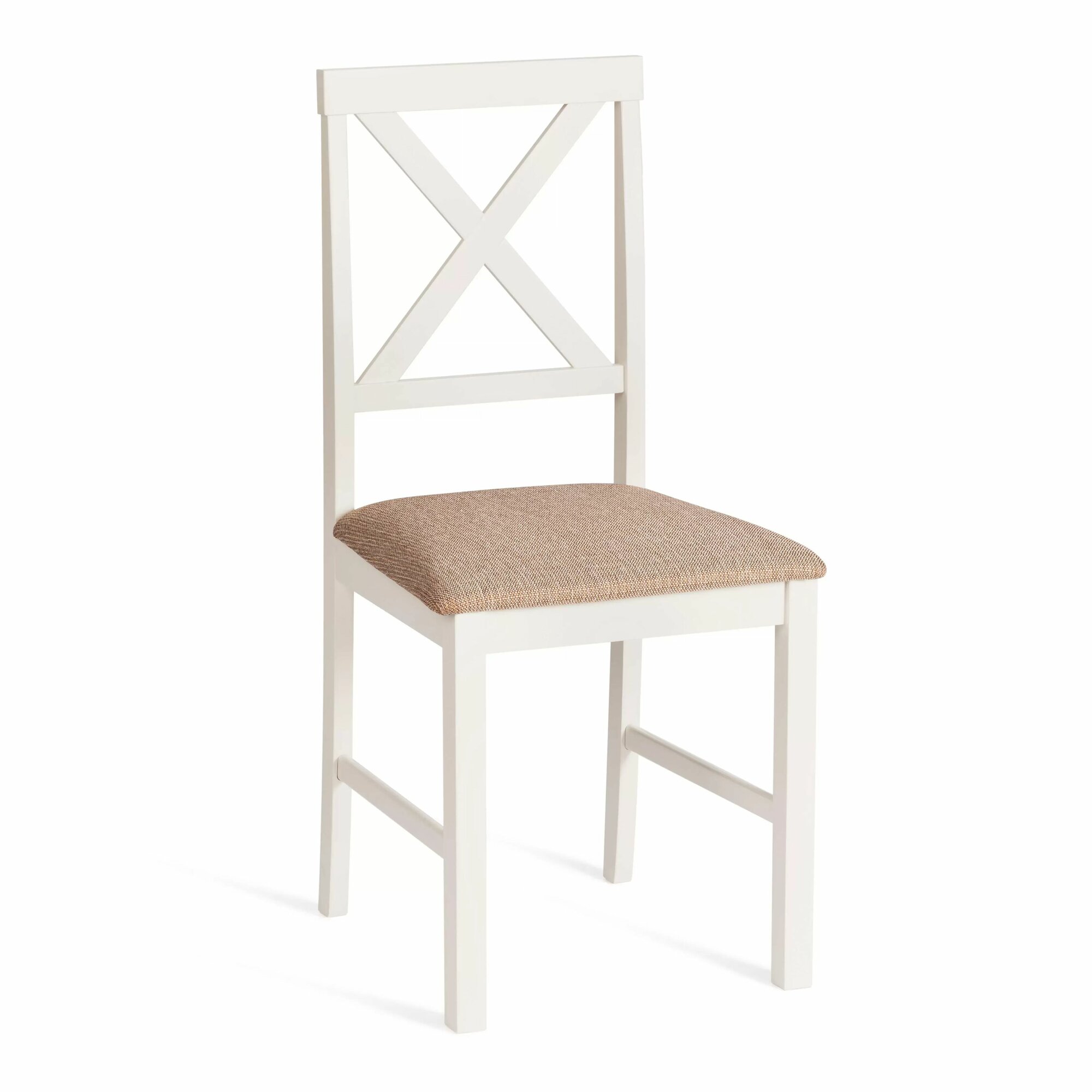 Комплект обеденных стульев для кухни со спинкой мягкое сиденье TetChair Хадсон/Hudson, 2 шт, ivory white (слоновая кость), ткань кор.-зол.