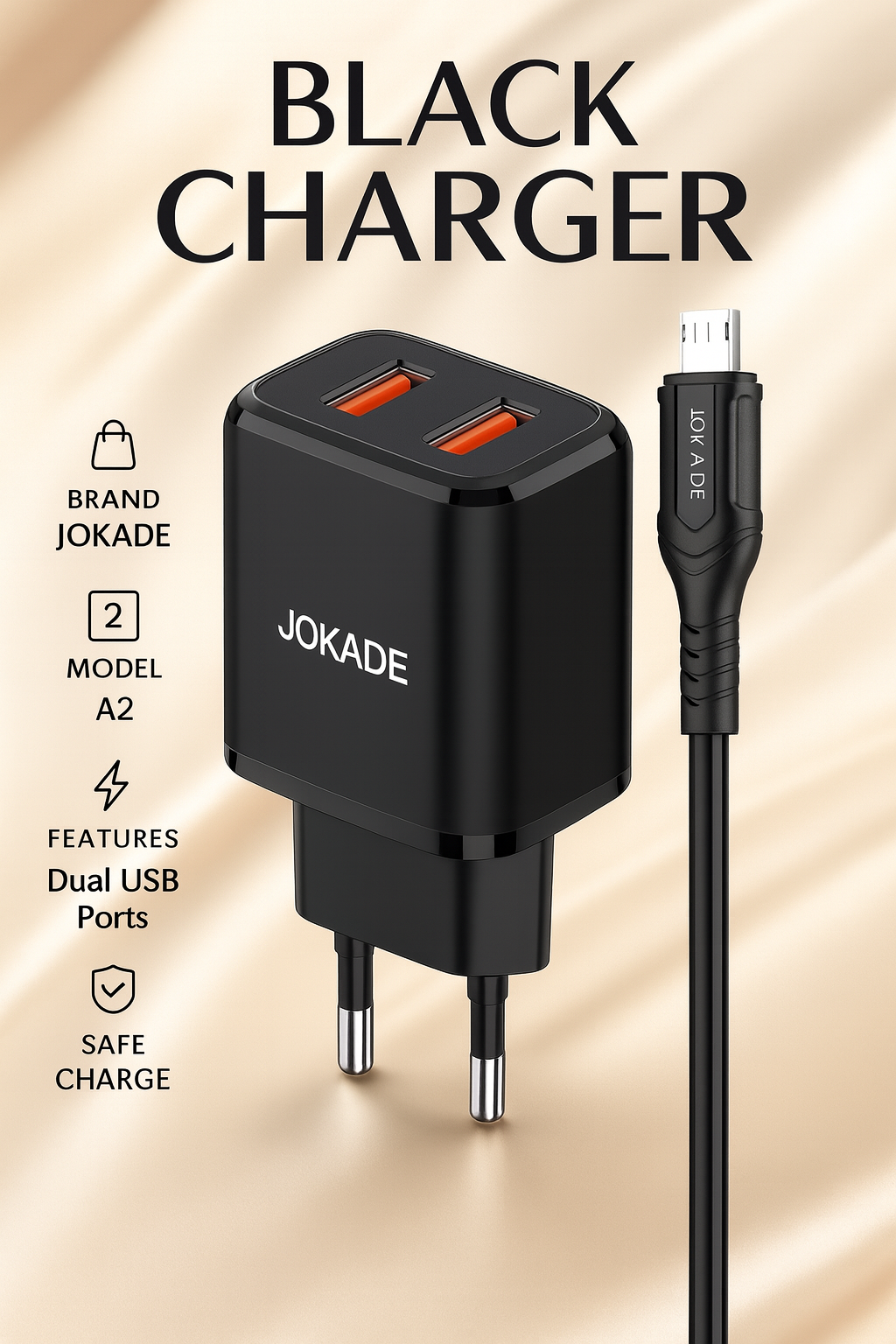 Сетевое зарядное устройство JOKADE JB026, адаптер питания Micro USB, 220В, черный