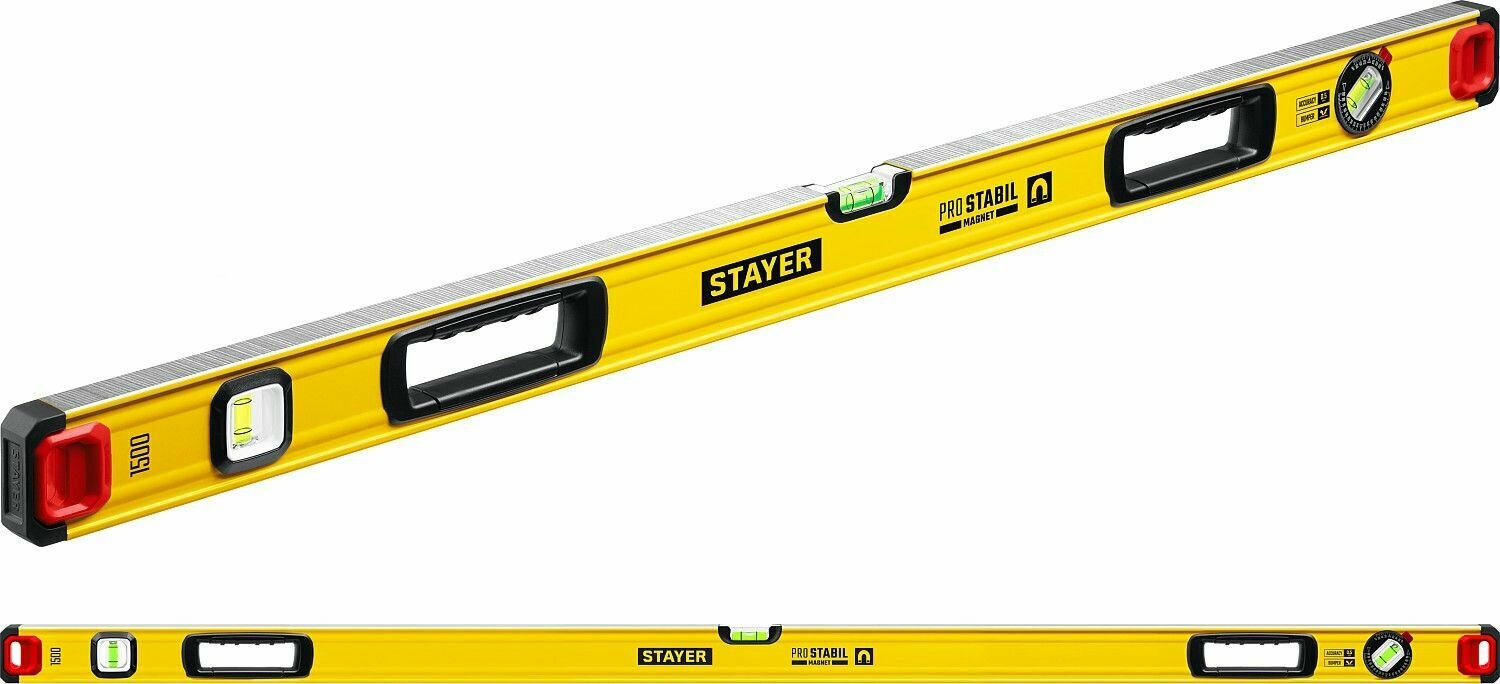 Усиленный профиль STAYER PRO STABIL 1500 мм магнитный уровень с поворотным глазком 3480-150