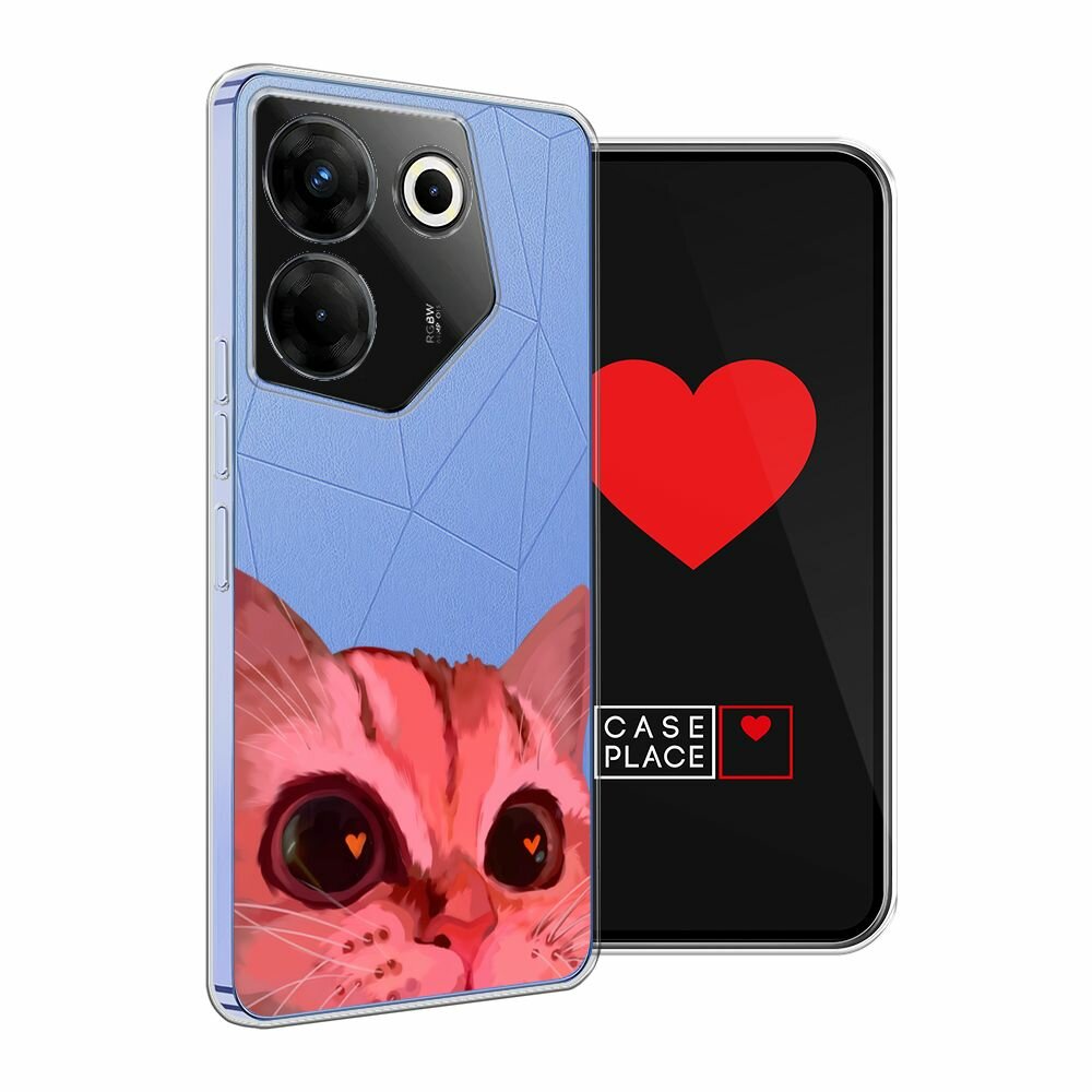 Чехол на Tecno Camon 20 Pro 5G / Текно Камон 20 Про 5G с принтом "Affectionate cat - 8 марта", прозрачный — фото 1