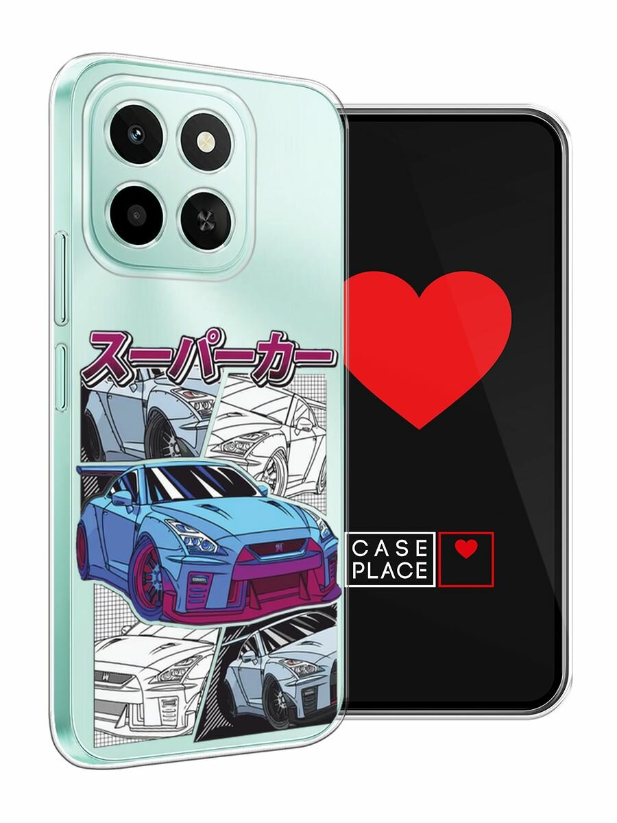 Чехол на Honor X6c / Хонор X6c с принтом "JDM коллаж", прозрачный — фото 1