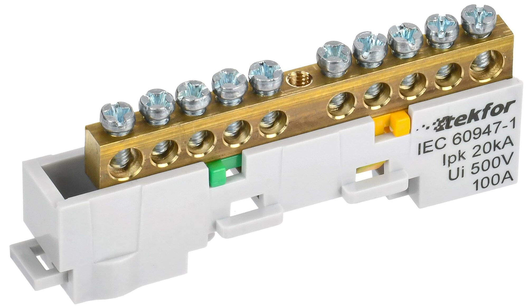 Нулевая шина IEK PE земля, TEKFOR, неизолированная, на универсальном держателе, 6х9 мм, 10 контактов