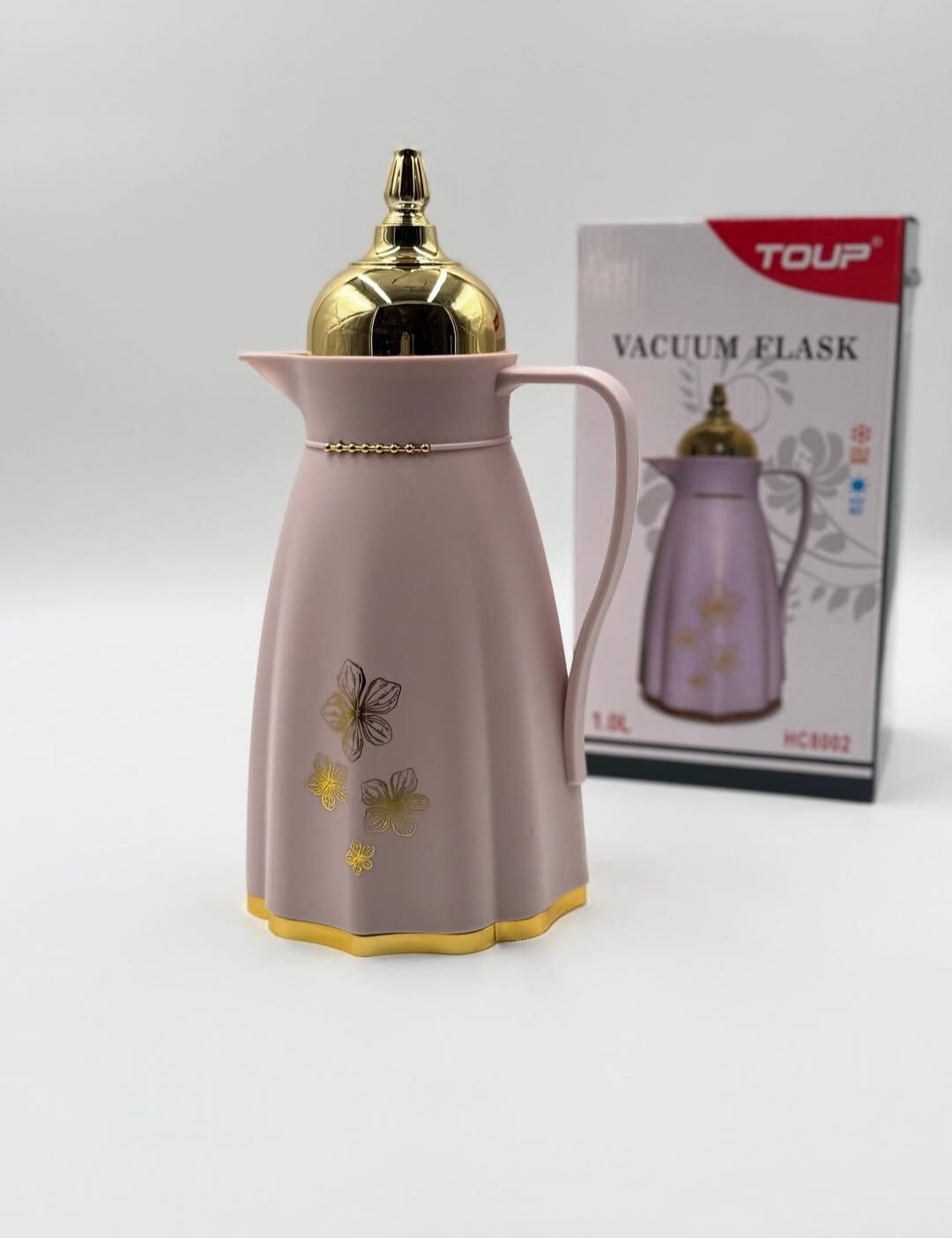 Термос "Ваза", стеклянный вкладыш, вакуумный, 24 часа, для горячих и холодных напитков. 1 Л