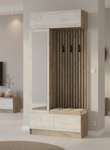 Изображение товара ARNIKA Прихожая, вешалка с зеркалом, 100см, Дуб крафт золотой, Кашемир