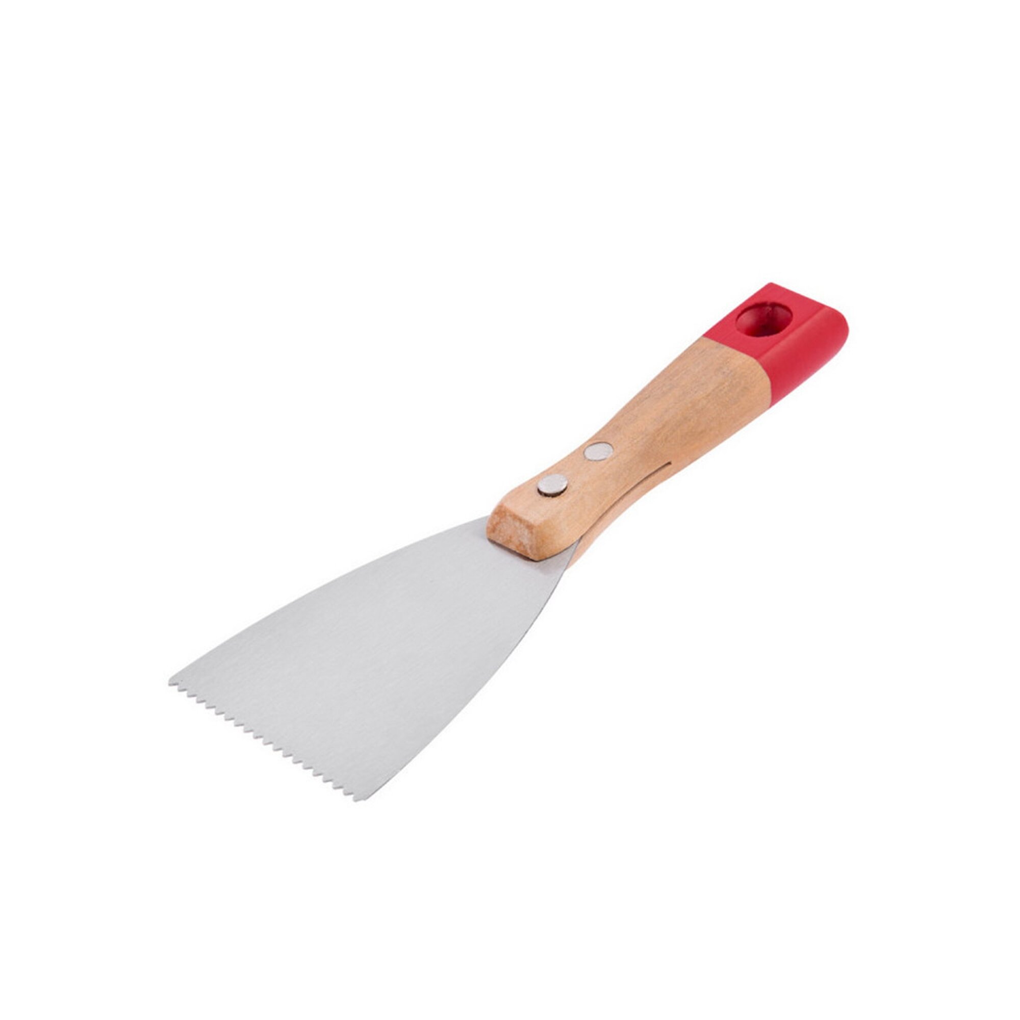 Шпатель зубчатый стальной 80 ММ дерев. Ручка (1/12/240) 