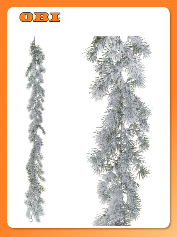 Гирлянда искусственная еловая заснеженная пластик H180 см