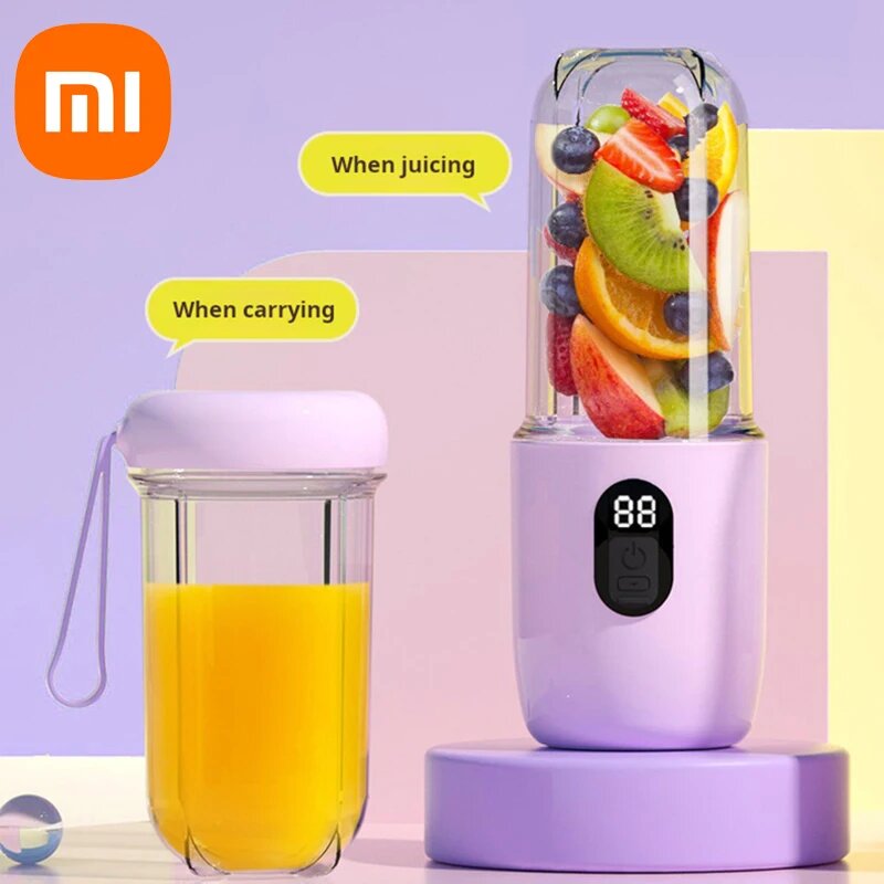 Картинки Портативная соковыжималка Xiaomi, бытовая 16-лезвие, маленькая соковыжималка, электрическая студенческая зарядка, многофункциональная беспроводная чашка для сока фруктов