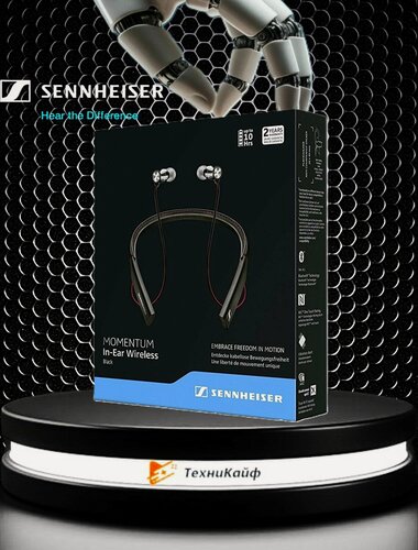 Изображение товара Sennheiser Momentum In-Ear-BT Black беспроводные наушники. чёрный-красный/black-red