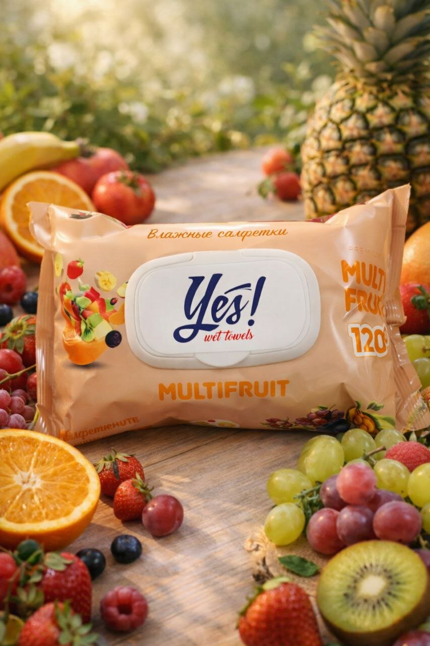 Влажные салфетки для детей MULTIFRUIT brown, гипоаллергенные 120 штук