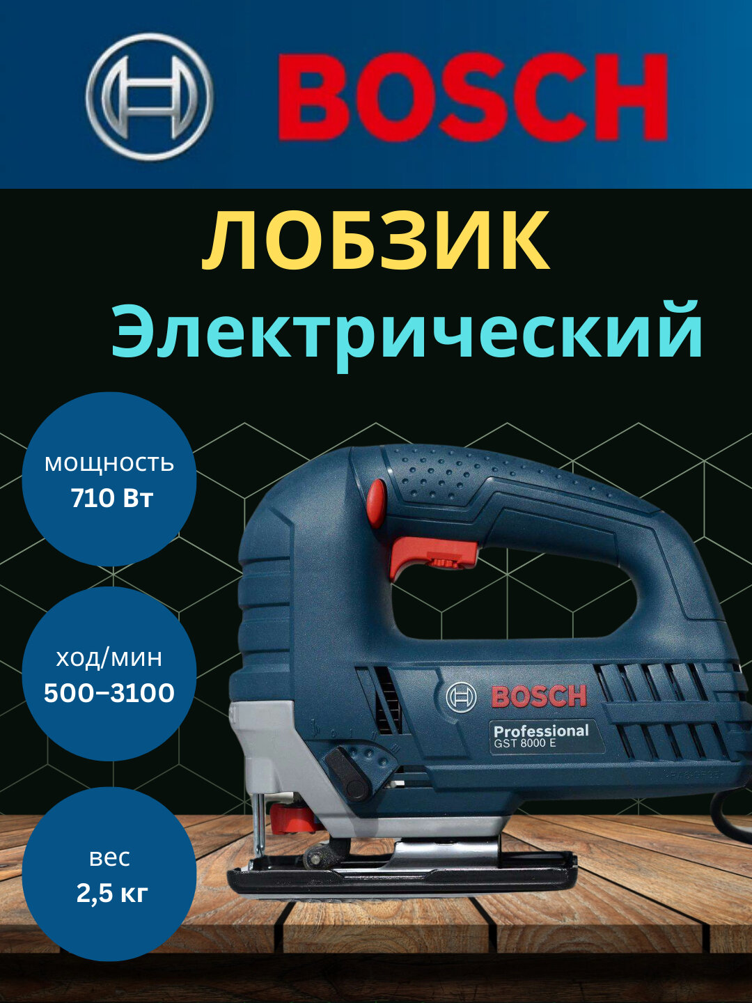 Профессиональный лобзик Bosch GST 8000 E: система SDS, регулировка скорости, 710 Вт