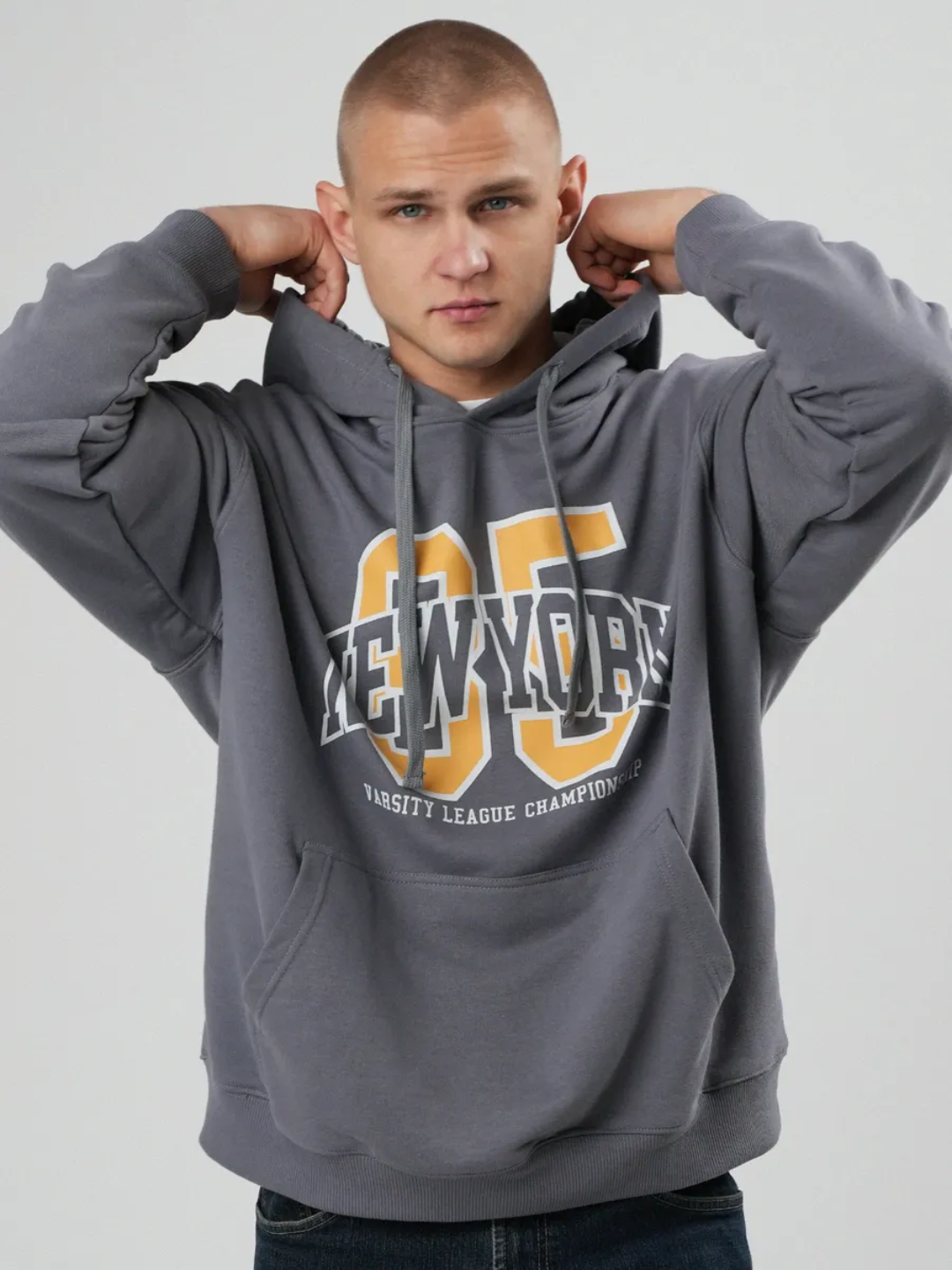 Худи  1, 2 шт., размер M, , темно серый меланж — фото 1