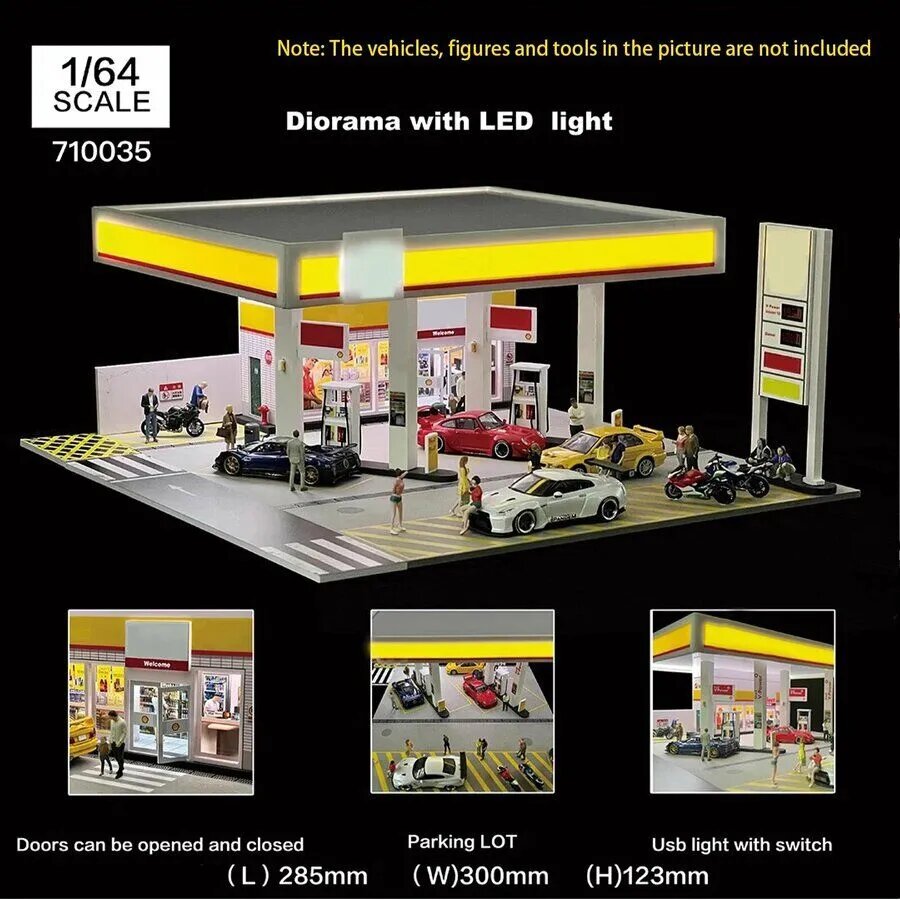Машинка G-Fans 1:64 Shell gas station building scene model diecast alloy car model giftsH