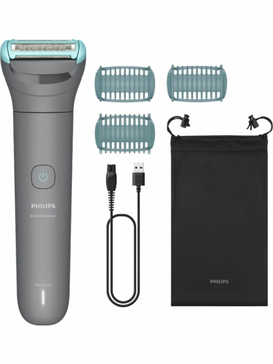 Триммер Philips BG3485/15 для тела, сухое и влажное бритье, 3 насадки 2, 3, 5 мм, серый