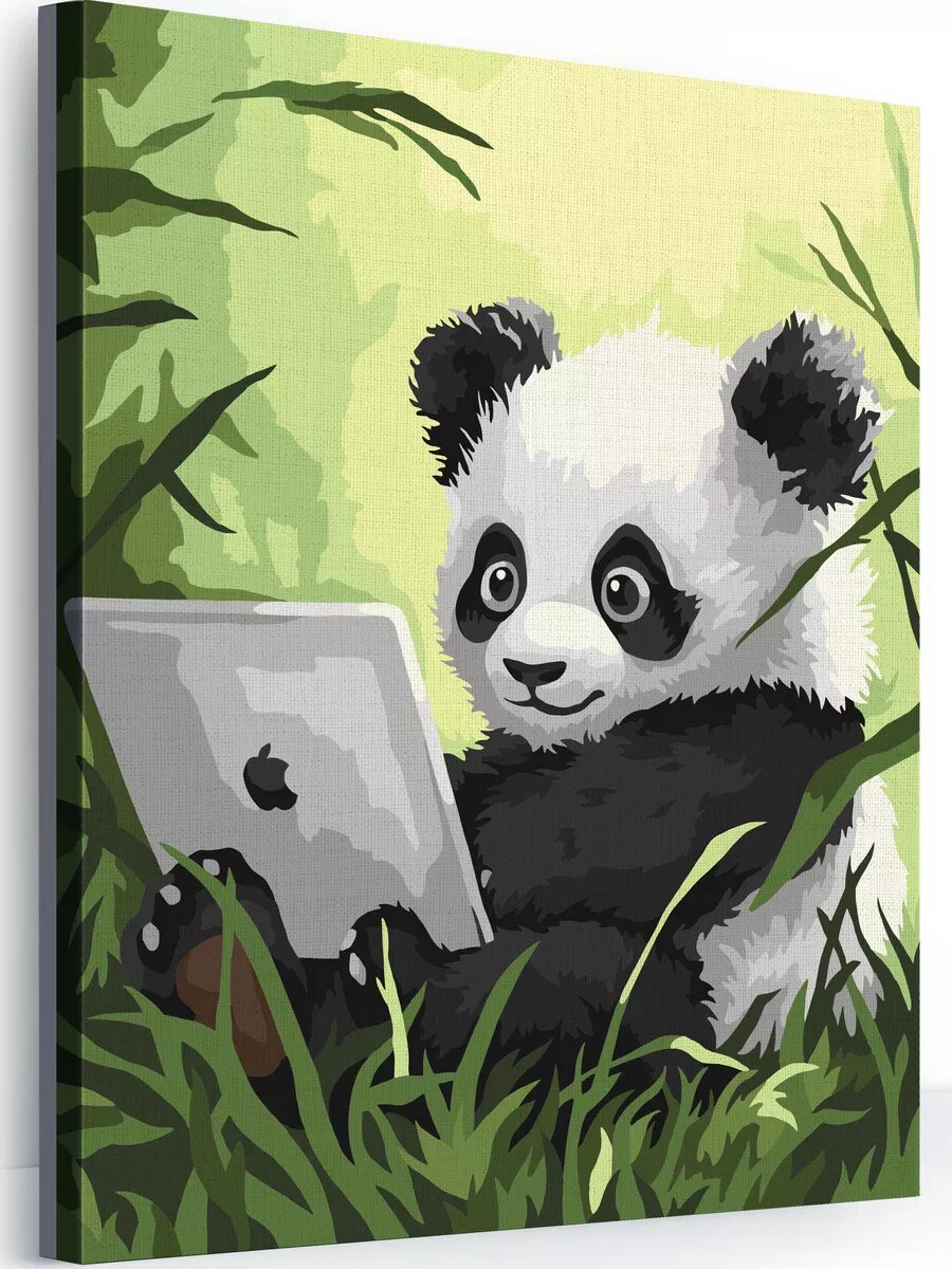 Картина по номерам на холсте с подрамником 40х50 см Современная панда