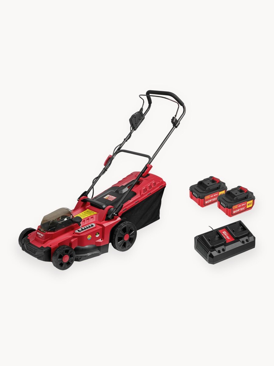 Газонокосилка аккумуляторная WORTEX CLM 3836 XLT SET, травосборник 35л, с 2 АКБ и ЗУ, мульчирование