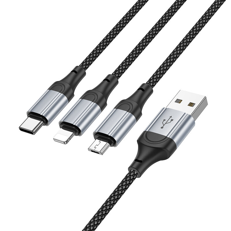 Универсальный кабель для зарядки 3 в 1 iPhone / Micro USB / Type-C — фото 1