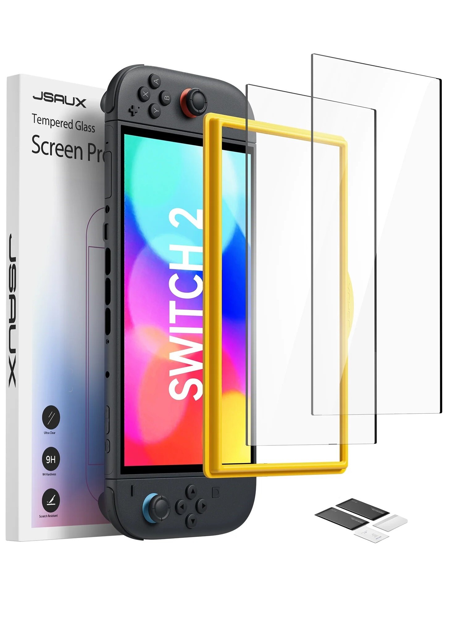 Защитное стекло 2 шт для Nintendo Switch 2 олеофобное 9H JSAUX GP0123A