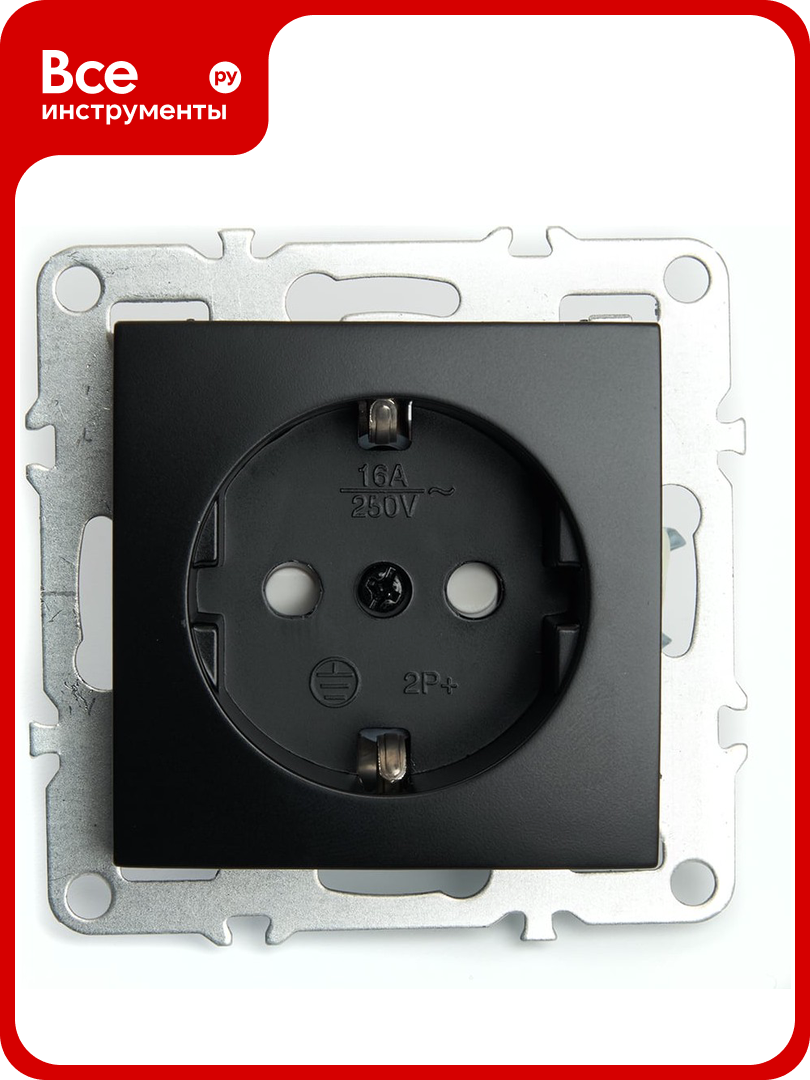 1 местная розетка STEKKER c з  механизм   PST16 9110 03  250В  16А с защитной шторкой  серия Эрна  черный 49154