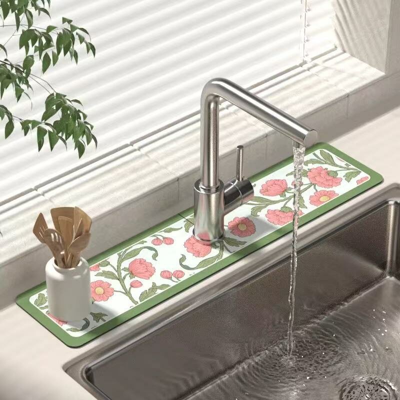 Технологичный тканевый впитывающий коврик для раковины 60cm*10cm Перфорированный