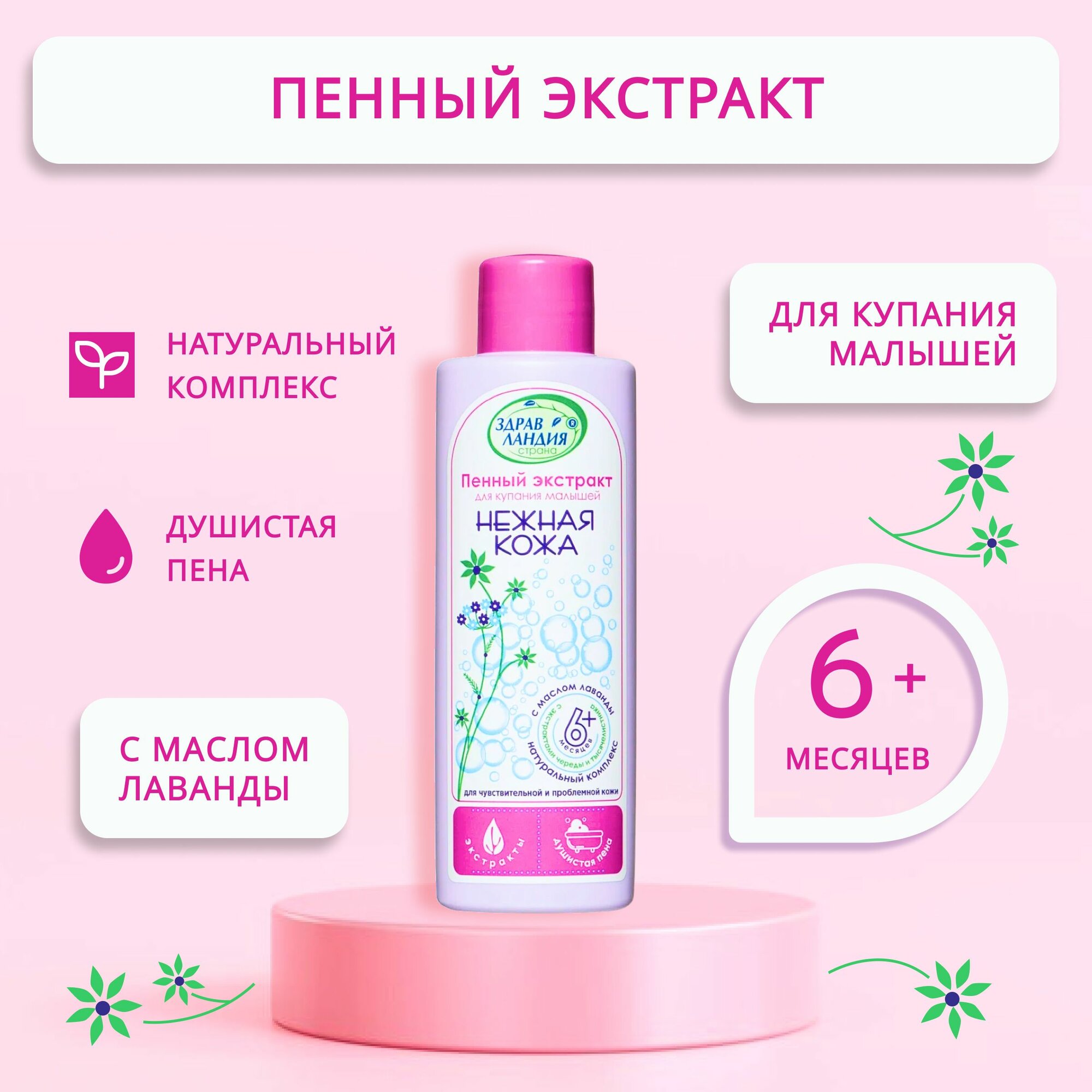 Страна Здравландия Экстракт пенный Нежная кожа с маслом лаванды 250 мл