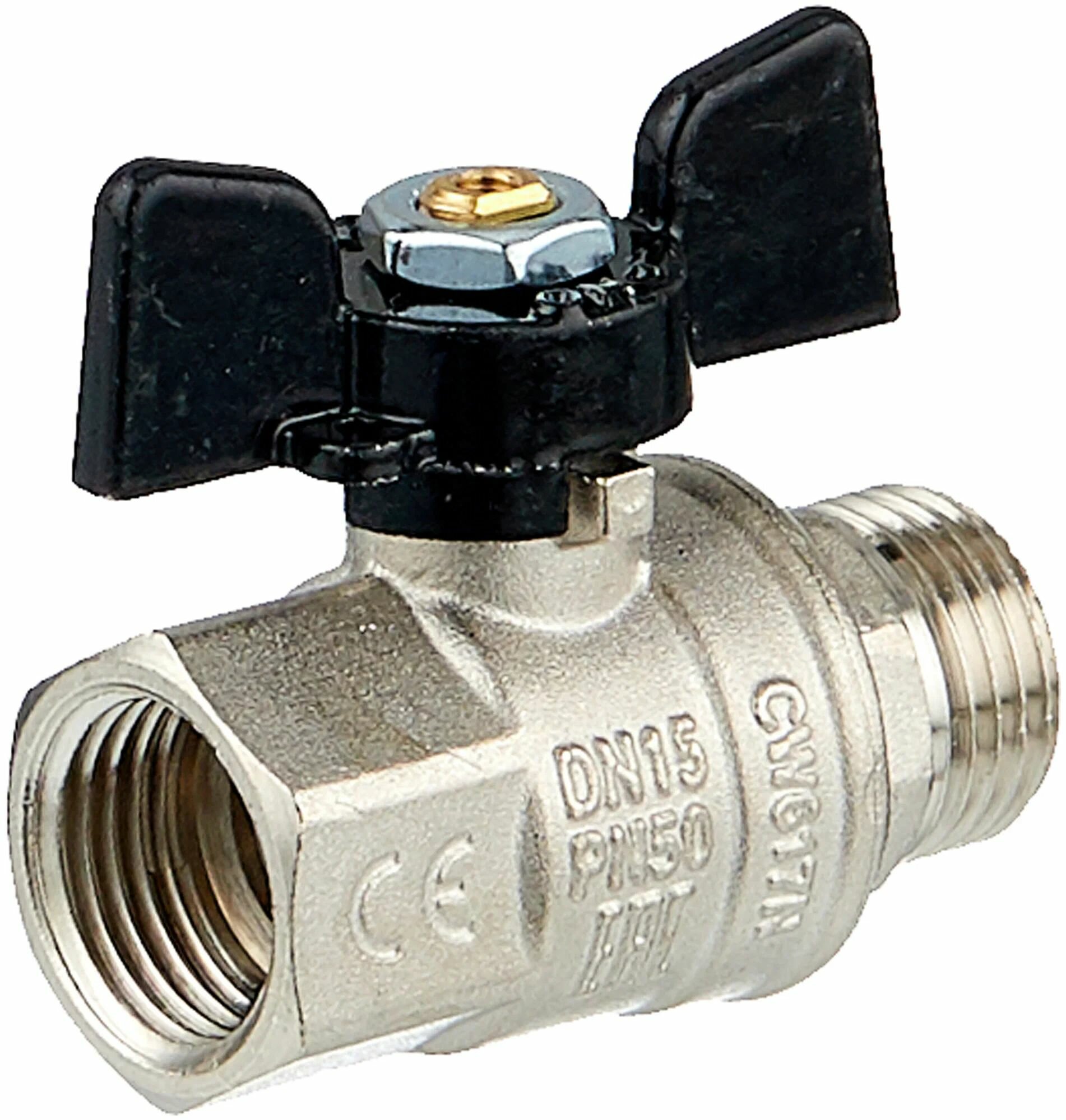 Кран шаровый Bugatti 307 1/2" В-Н бабочка (03070060) 2шт — фото 1