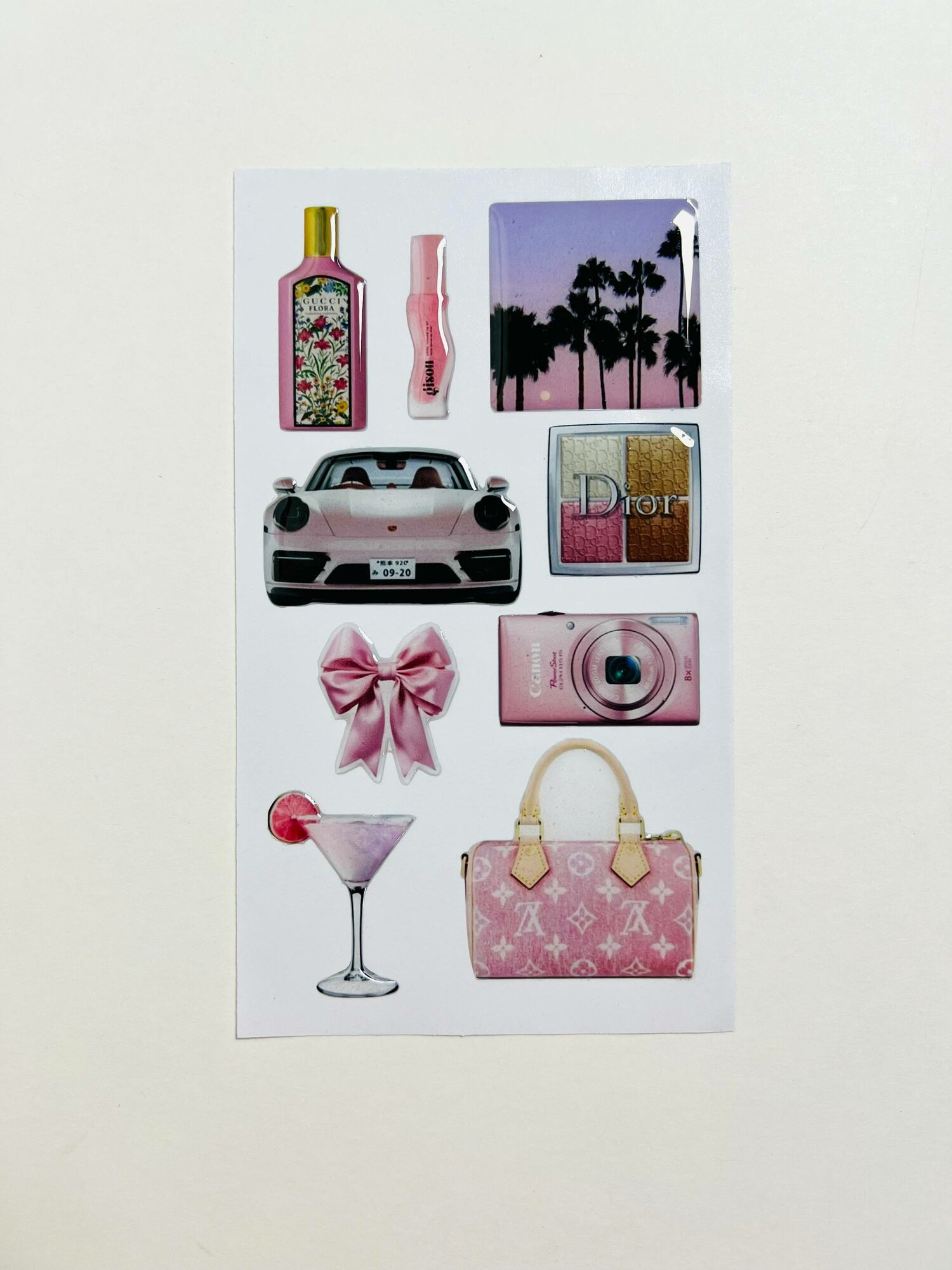 3D Стикеры наклейки на телефон, планшет, набор 9 "Pink Beach" — фото 1