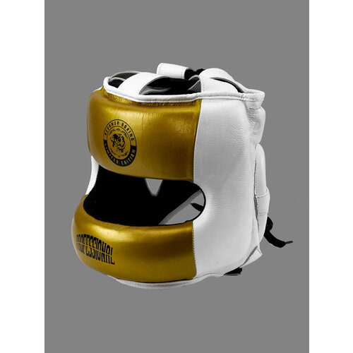 Боксерский Бамперный Шлем из натуральной кожи REVANSH PRO WHITE GOLD L