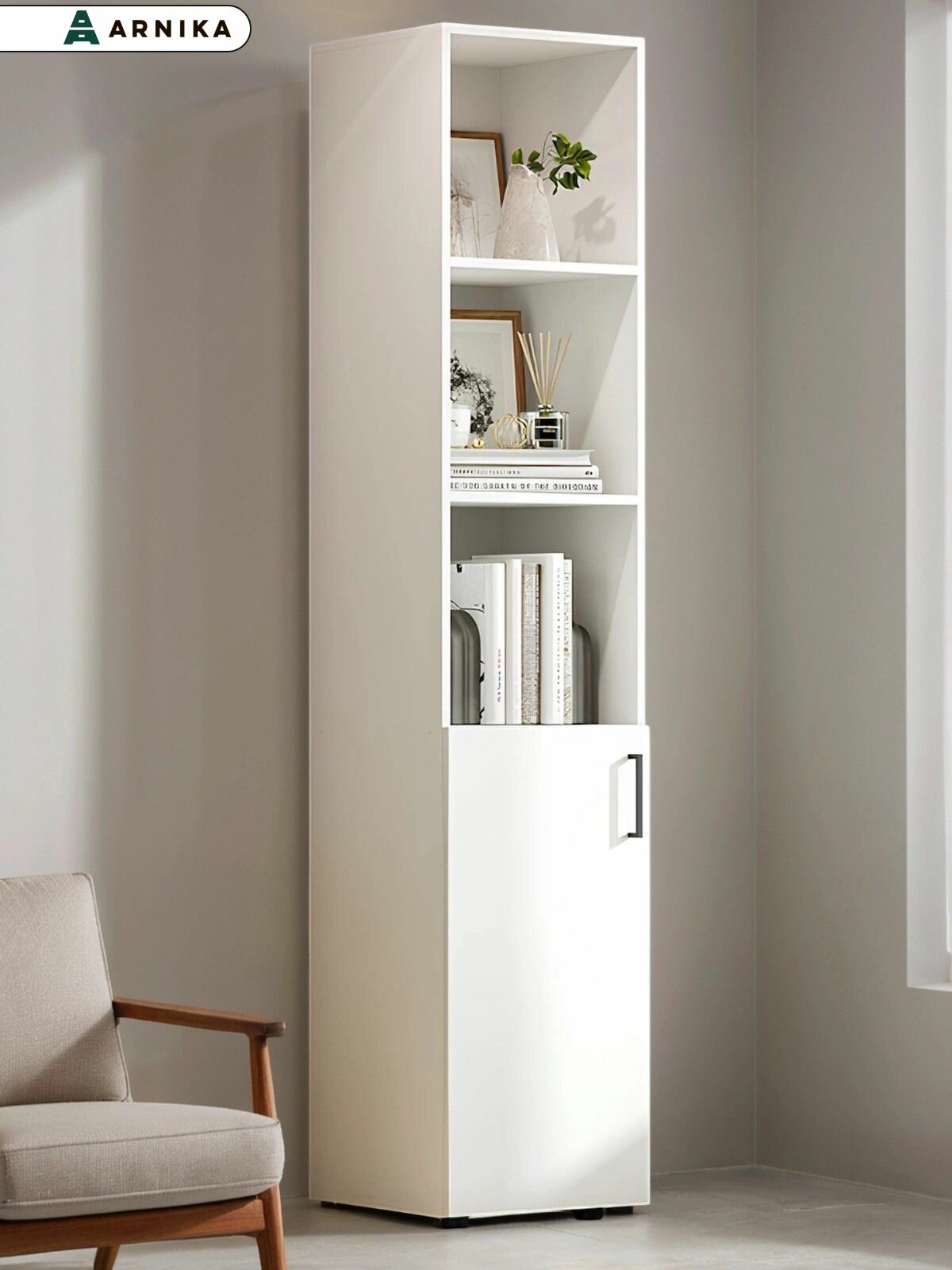 ARNIKA Шкаф пенал с полками Порту белый 40х40х193.7 см