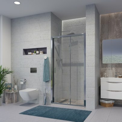 Дверь в нишу Niagara Nova NG-62-8A (80х195) хром дверь раздвижная стекло прозрачное1 место