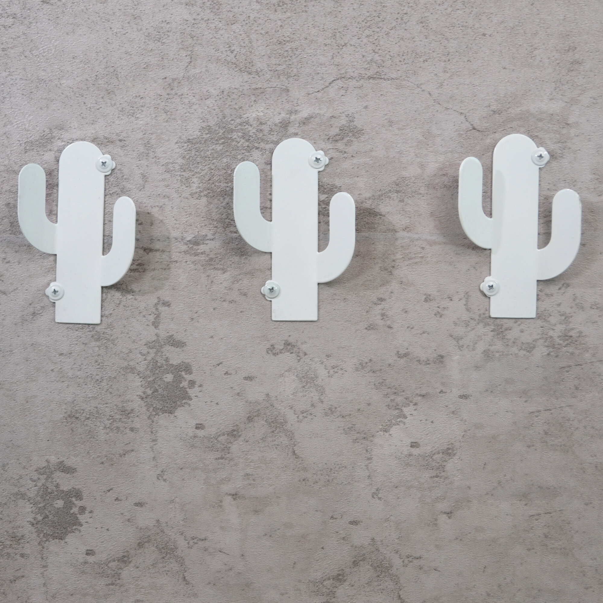 Набор крючков lzm Cactus, металл, белый, 12x2x5,6 см, 3 штуки — фото 1