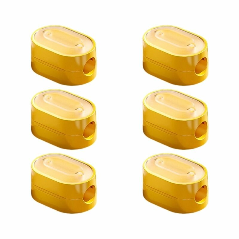 6 штук Клипсы для управления кабелями Желтый