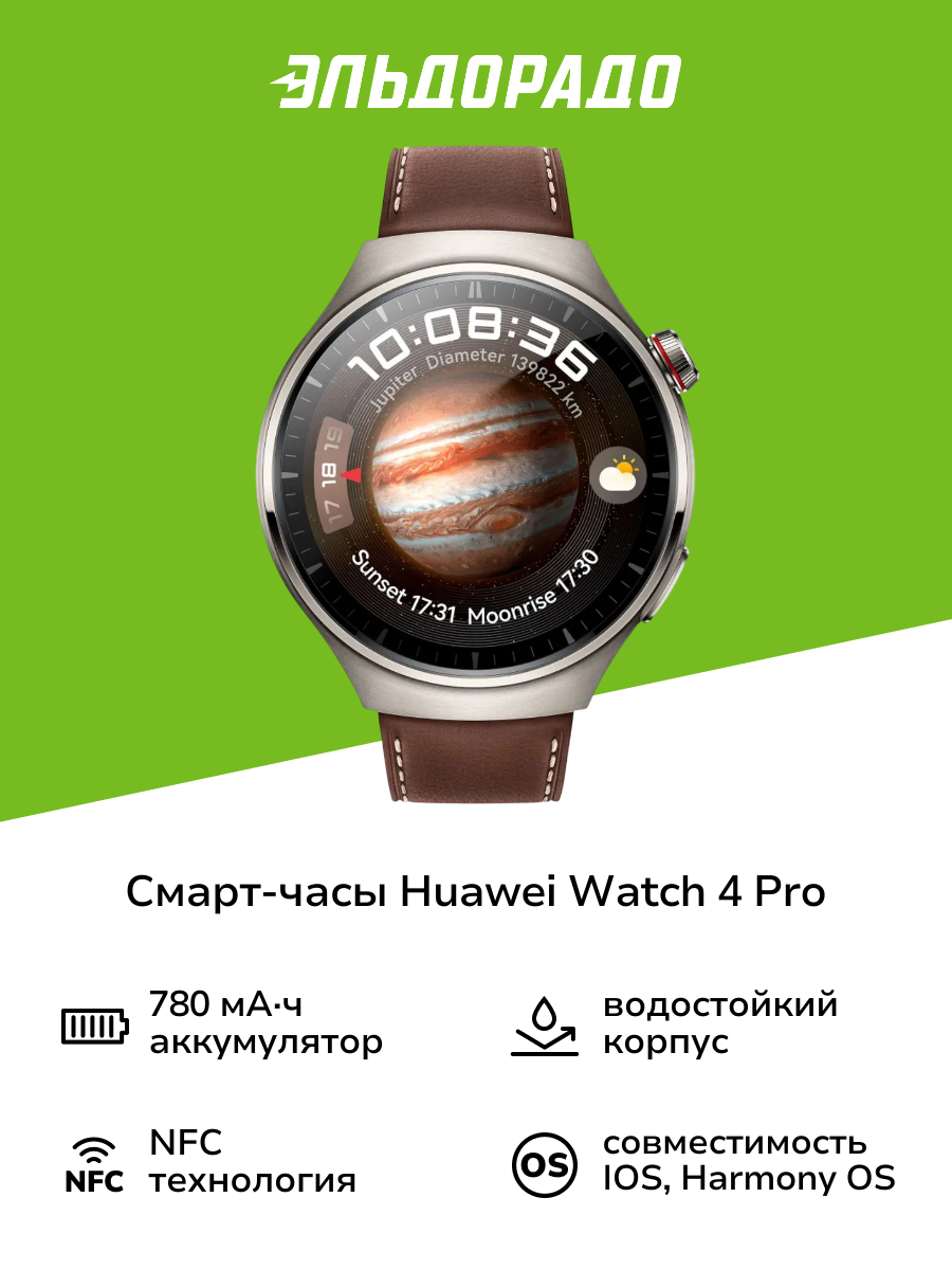 Смарт-часы HUAWEI Watch 4 Pro Titanium/Dark Brown Leather Strap