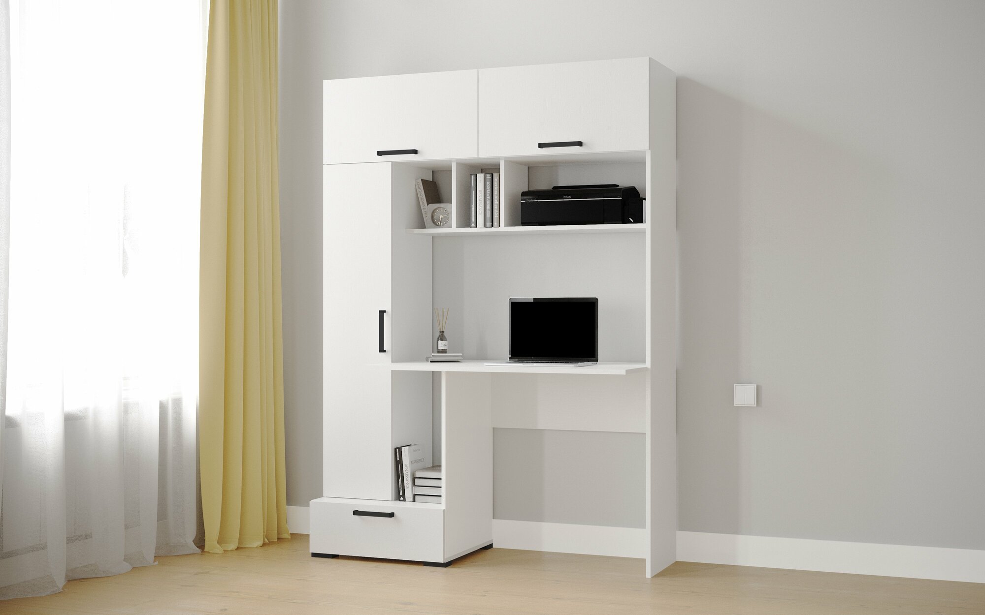 Стол компьютерный Квартет-11 (Ф) (1850*1316*600) белый